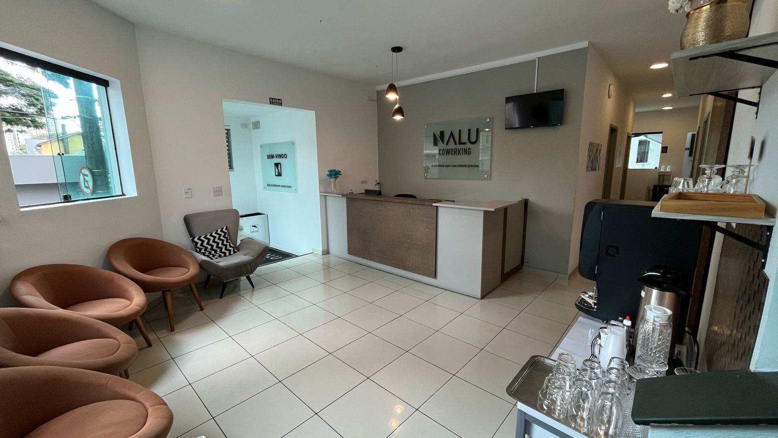 Recepção do Nalu Coworking em São Bernardo do Campo
